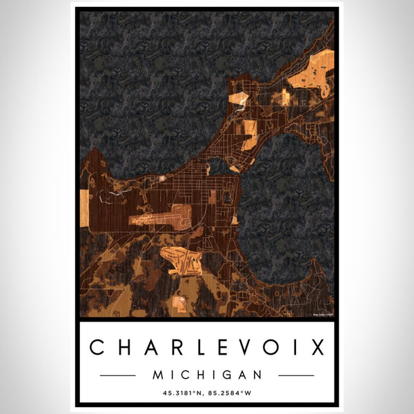 Charlevoix - Michigan Map Print in Ember