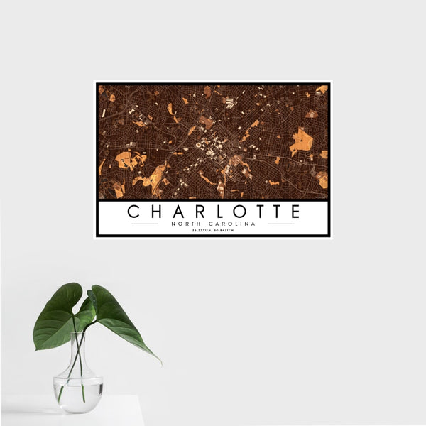 Charlotte - North Carolina Map Print in Ember