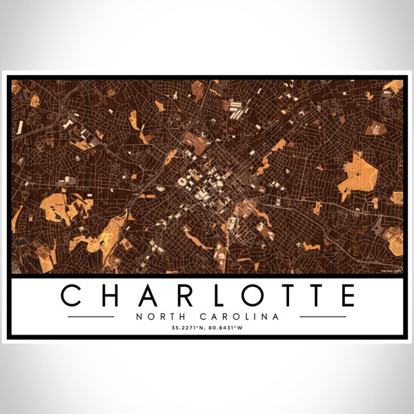 Charlotte - North Carolina Map Print in Ember