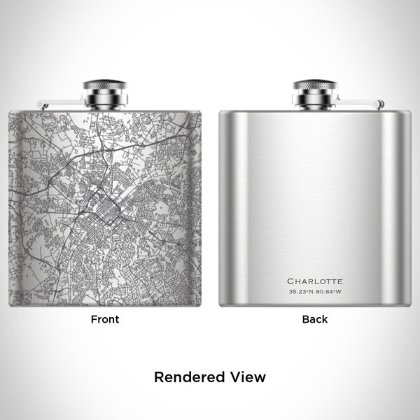 Charlotte - North Carolina Map Hip Flask