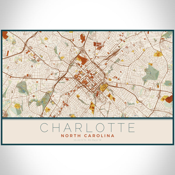 Charlotte - North Carolina Map Print in Woodblock