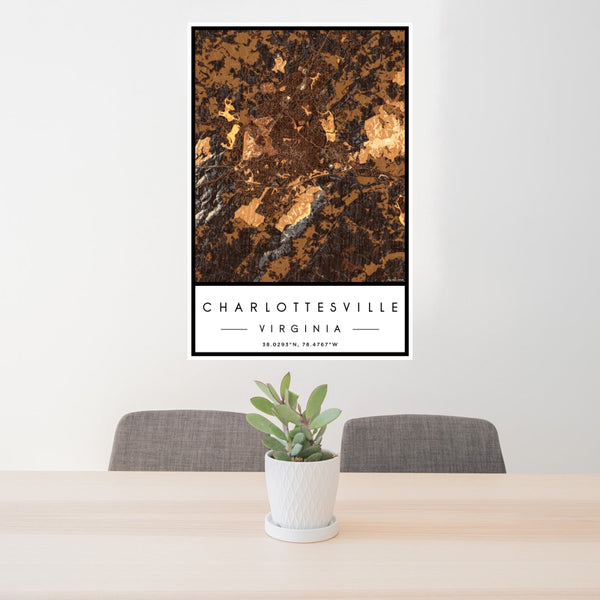 Charlottesville - Virginia Map Print in Ember