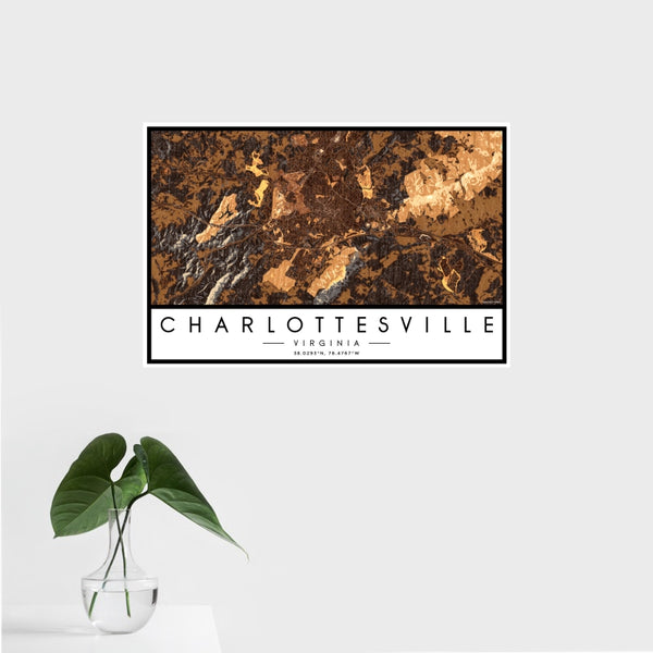 Charlottesville - Virginia Map Print in Ember