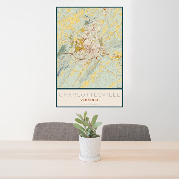 Charlottesville - Virginia Map Print in Woodblock