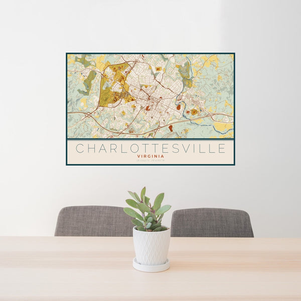 Charlottesville - Virginia Map Print in Woodblock