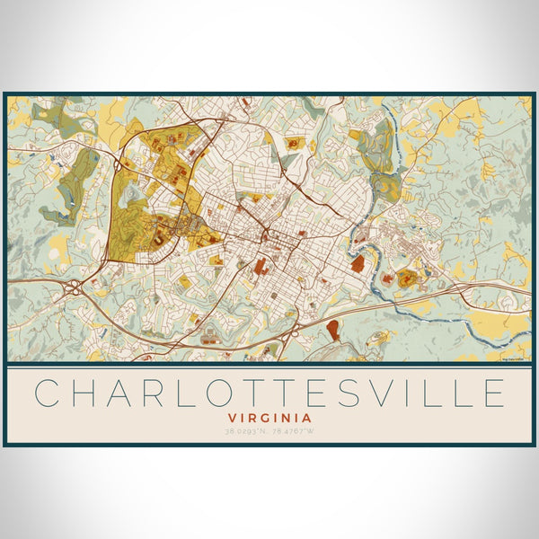 Charlottesville - Virginia Map Print in Woodblock