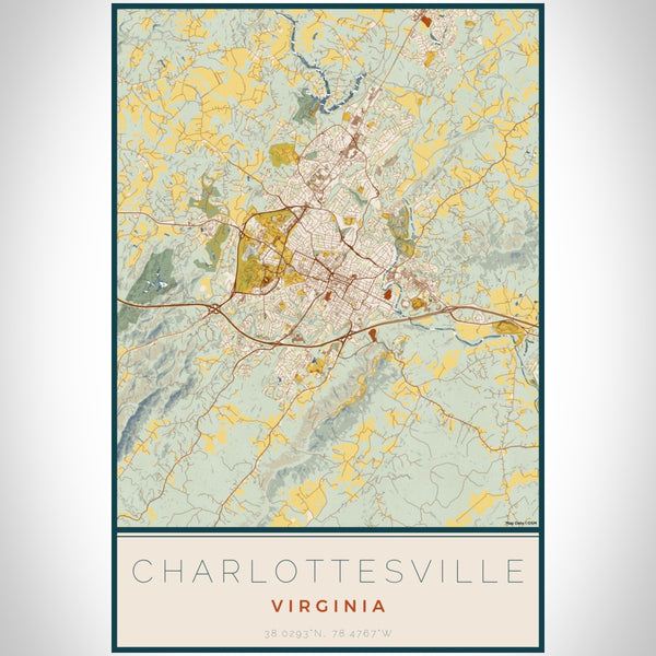 Charlottesville - Virginia Map Print in Woodblock