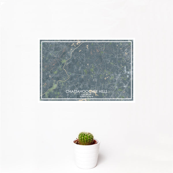 12x18 Chattahoochee Hills Georgia Map Print Landscape Orientation in Afternoon Style With Small Cactus Plant in White Planter