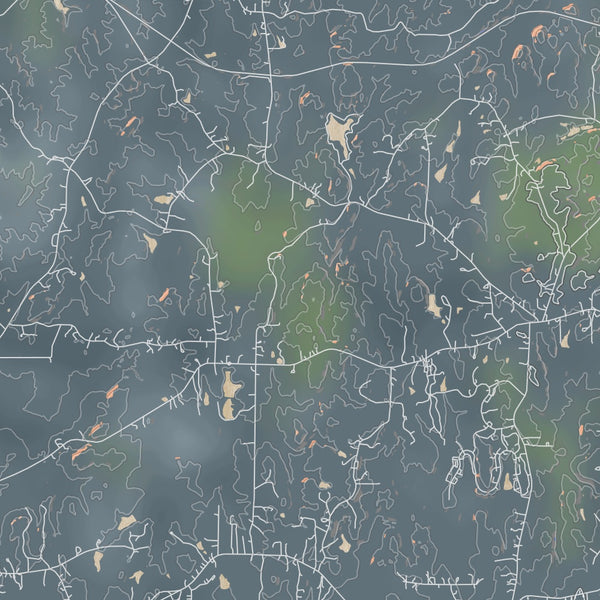 Chattahoochee Hills Georgia Map Print in Afternoon Style Zoomed In Close Up Showing Details