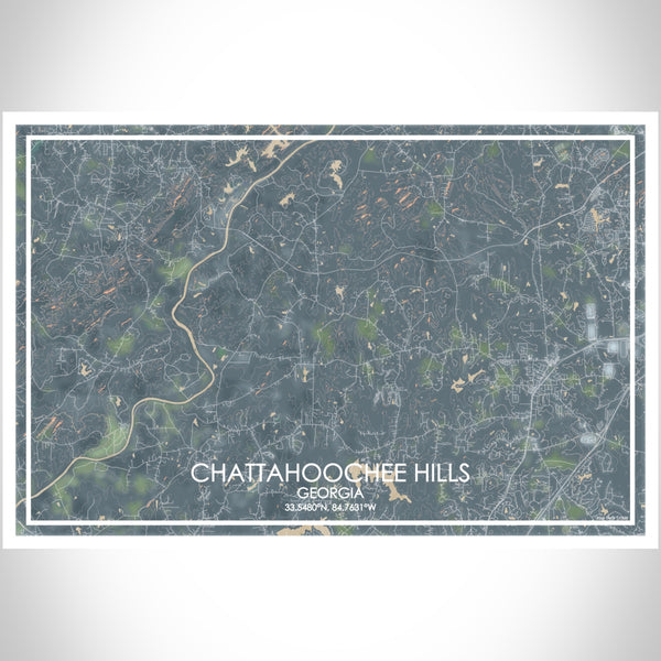Chattahoochee Hills Georgia Map Print Landscape Orientation in Afternoon Style With Shaded Background