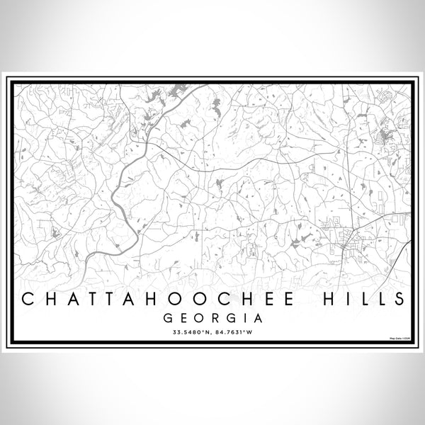 Chattahoochee Hills Georgia Map Print Landscape Orientation in Classic Style With Shaded Background