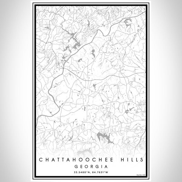 Chattahoochee Hills Georgia Map Print Portrait Orientation in Classic Style With Shaded Background