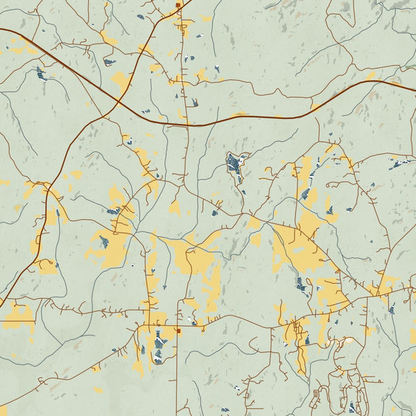 Chattahoochee Hills Georgia Map Print in Woodblock Style Zoomed In Close Up Showing Details