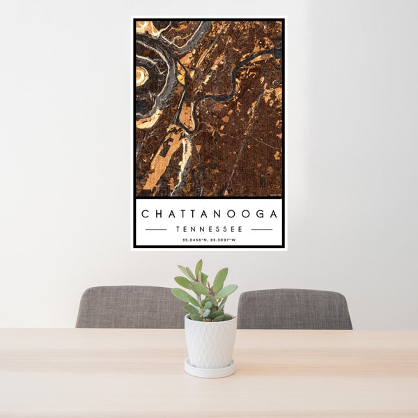 Chattanooga - Tennessee Map Print in Ember