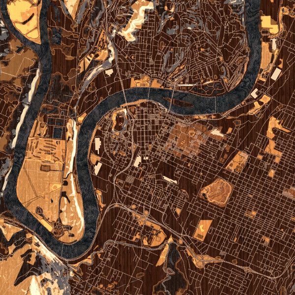 Chattanooga - Tennessee Map Print in Ember