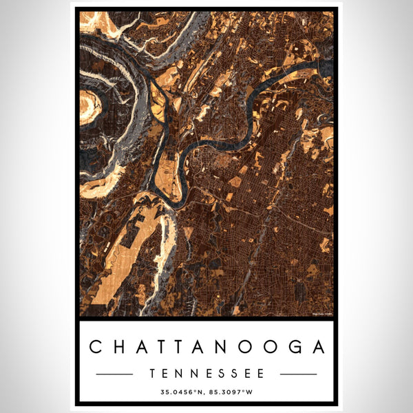 Chattanooga - Tennessee Map Print in Ember