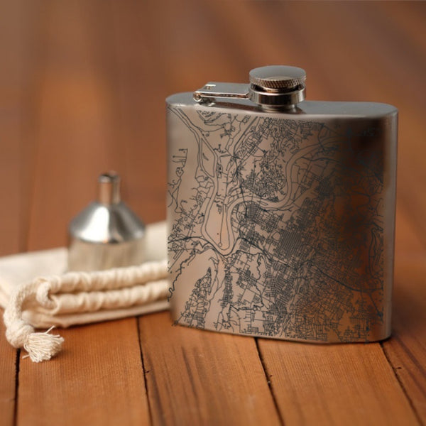 Chattanooga - Tennessee Map Hip Flask