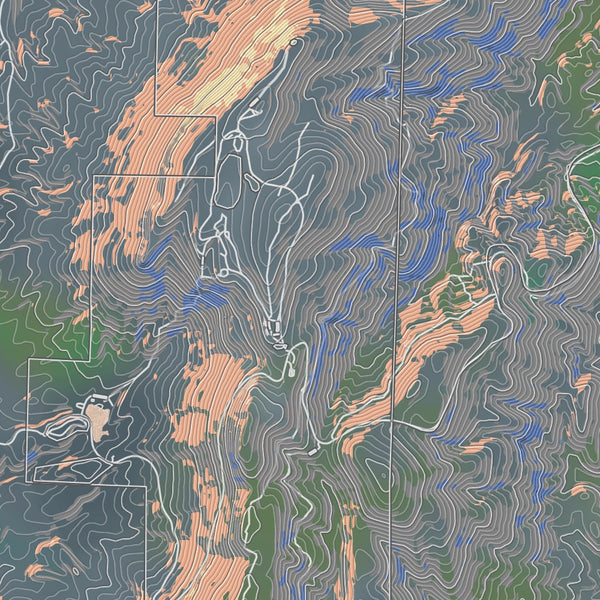 Cheaha Mountain Alabama Map Print in Afternoon Style Zoomed In Close Up Showing Details