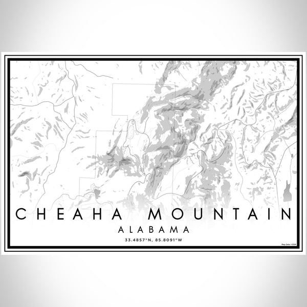 Cheaha Mountain Alabama Map Print Landscape Orientation in Classic Style With Shaded Background