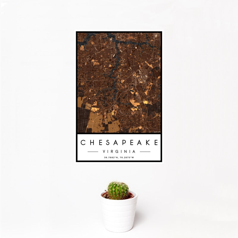 Chesapeake - Virginia Map Print in Ember