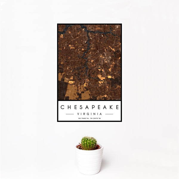 Chesapeake - Virginia Map Print in Ember