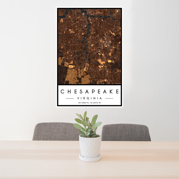 Chesapeake - Virginia Map Print in Ember