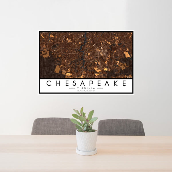 Chesapeake - Virginia Map Print in Ember