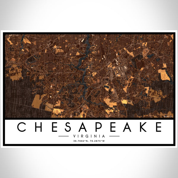 Chesapeake - Virginia Map Print in Ember