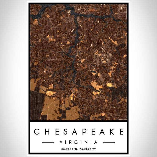 Chesapeake - Virginia Map Print in Ember