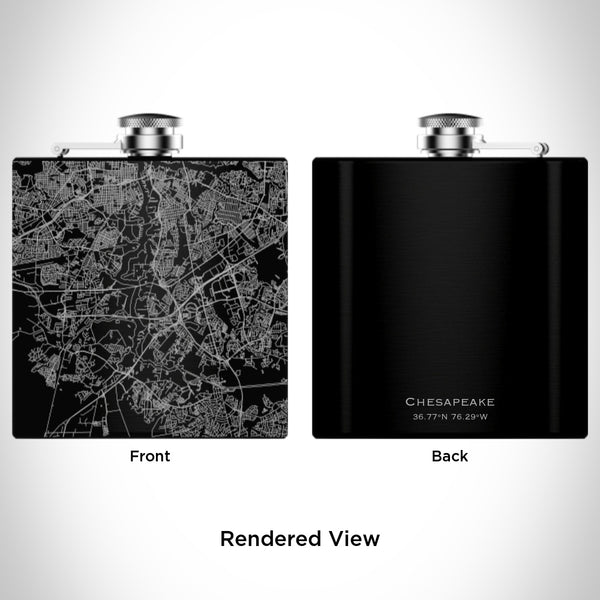 Chesapeake - Virginia Map Hip Flask in Matte Black