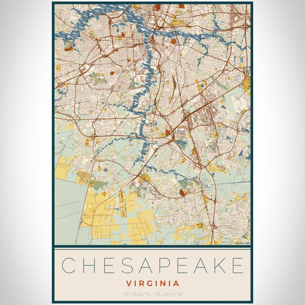 Chesapeake - Virginia Map Print in Woodblock