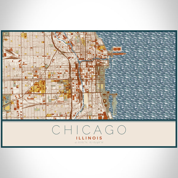 Chicago - Illinois Map Print in Woodblock