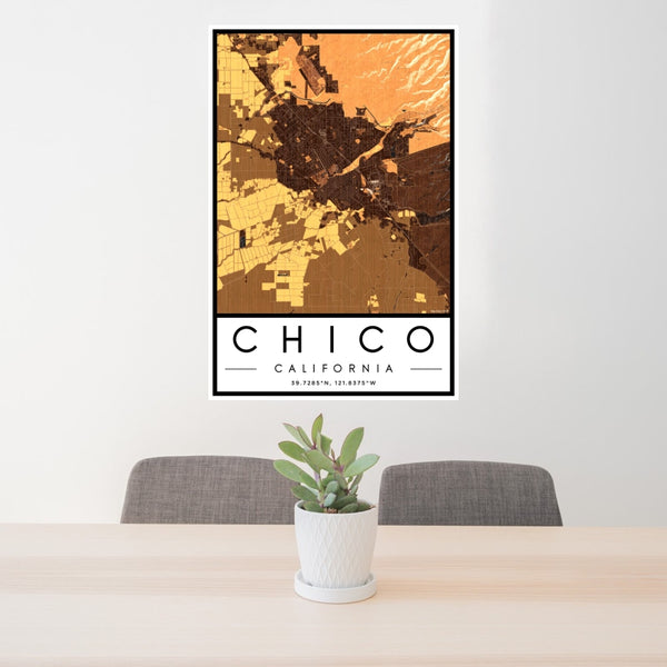 Chico - California Map Print in Ember