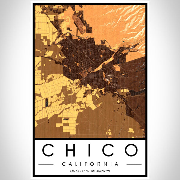 Chico - California Map Print in Ember