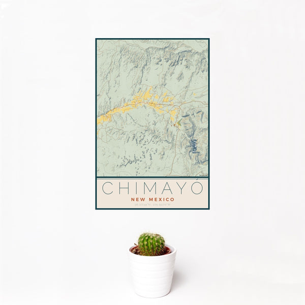 Chimayó - New Mexico Map Print in Woodblock