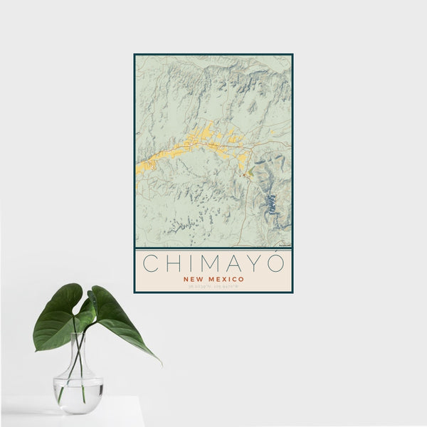 Chimayó - New Mexico Map Print in Woodblock