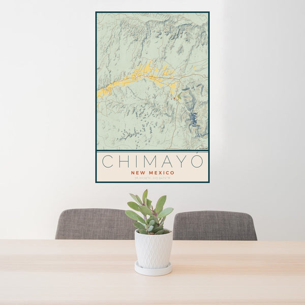 Chimayó - New Mexico Map Print in Woodblock