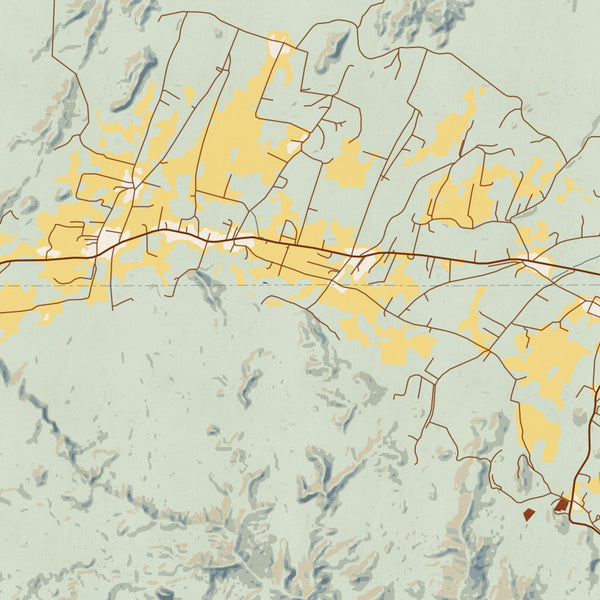 Chimayó - New Mexico Map Print in Woodblock