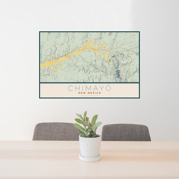 Chimayó - New Mexico Map Print in Woodblock
