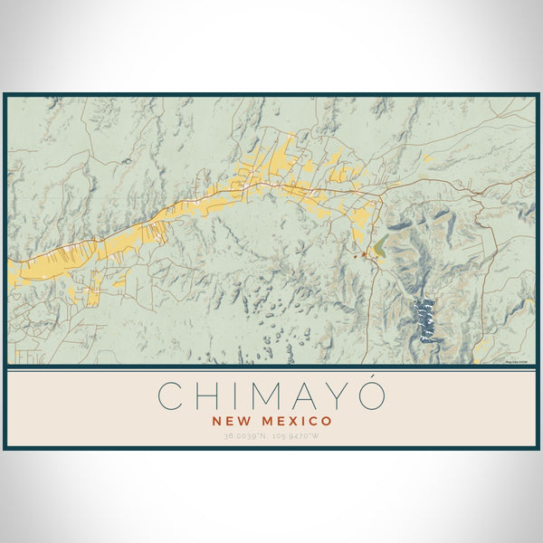 Chimayó - New Mexico Map Print in Woodblock