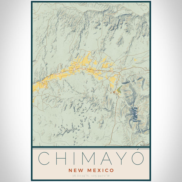 Chimayó - New Mexico Map Print in Woodblock