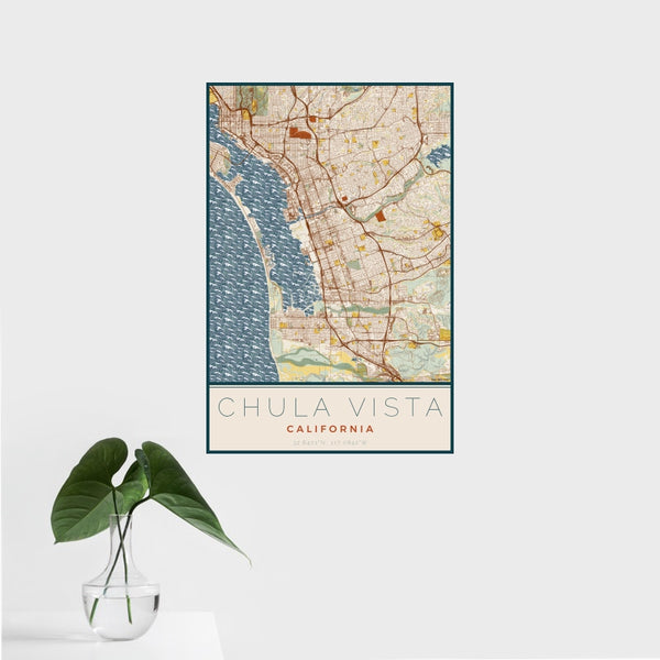 Chula Vista - California Map Print in Woodblock