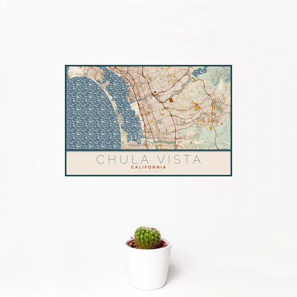 Chula Vista - California Map Print in Woodblock