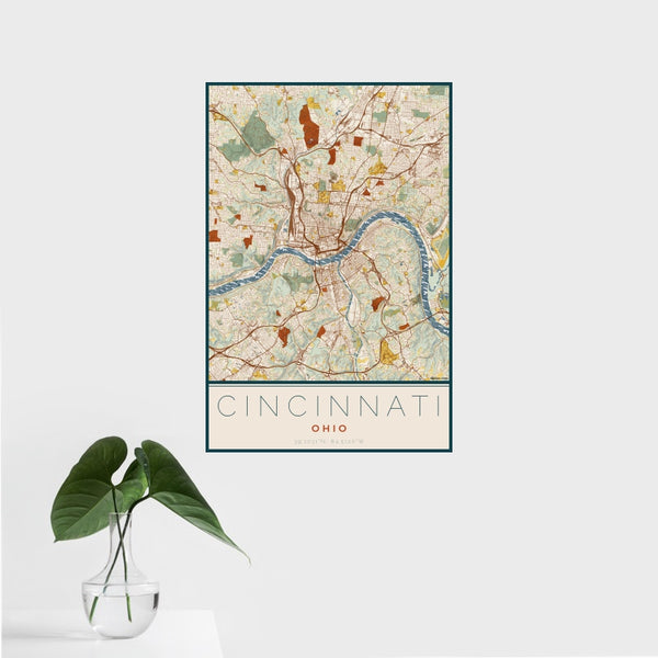 Cincinnati - Ohio Map Print in Woodblock