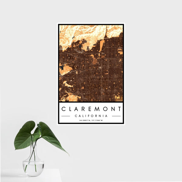 Claremont - California Map Print in Ember