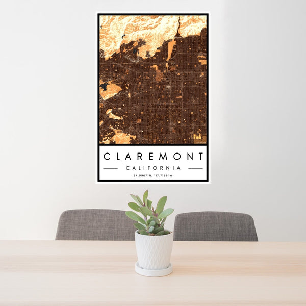 Claremont - California Map Print in Ember