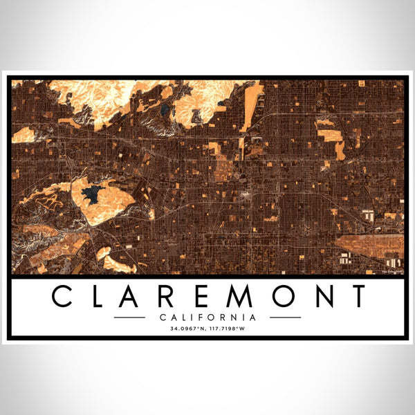 Claremont - California Map Print in Ember