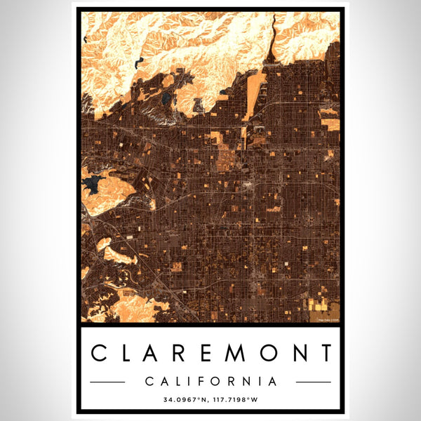 Claremont - California Map Print in Ember
