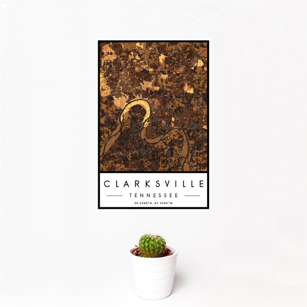 Clarksville - Tennessee Map Print in Ember