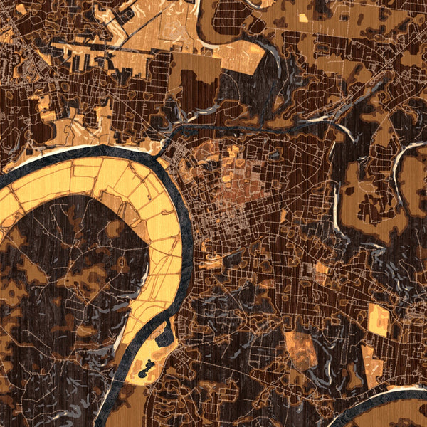 Clarksville - Tennessee Map Print in Ember